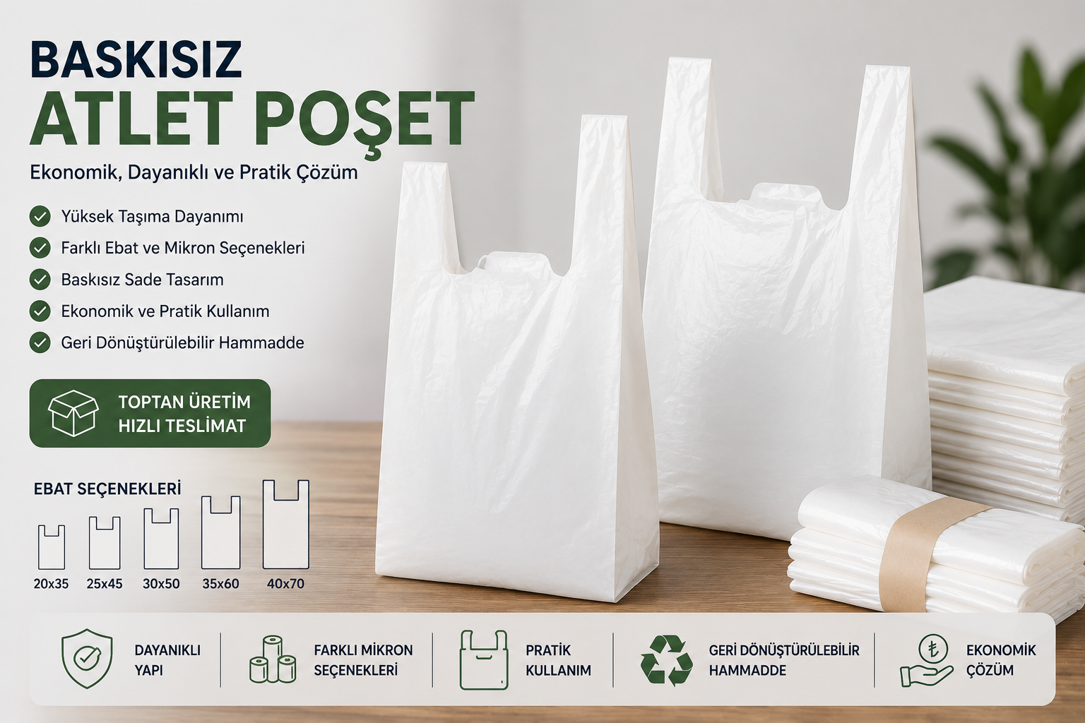 Baskısız Atlet Poşet