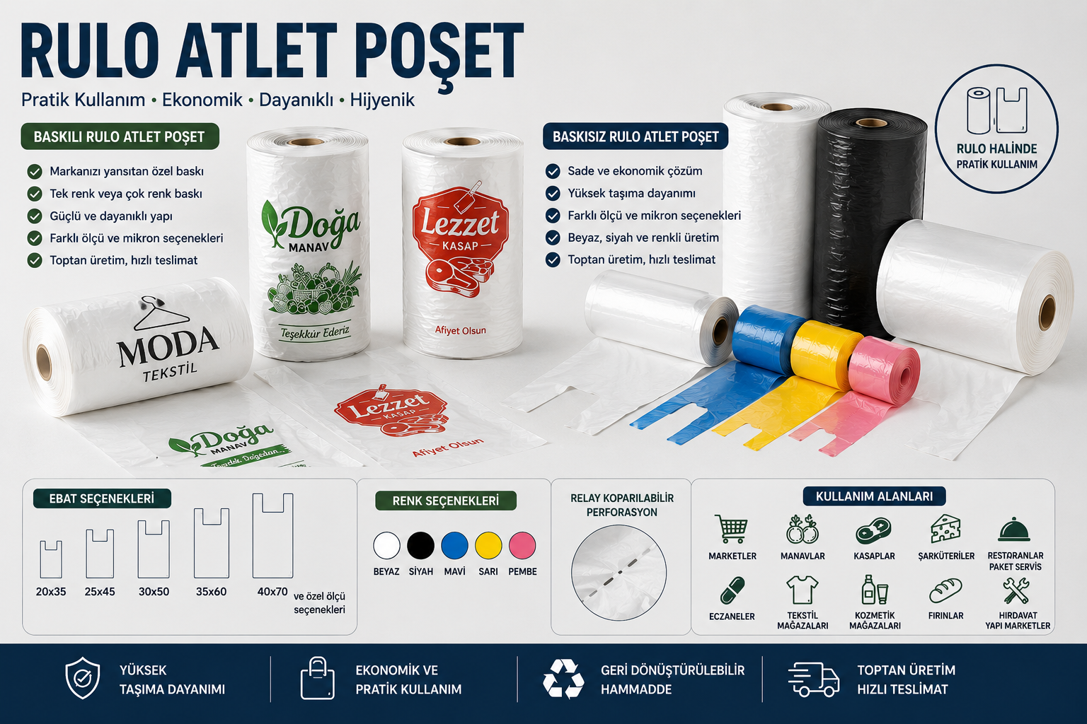Rulo Atlet Poşet (Baskılı & Baskısız)