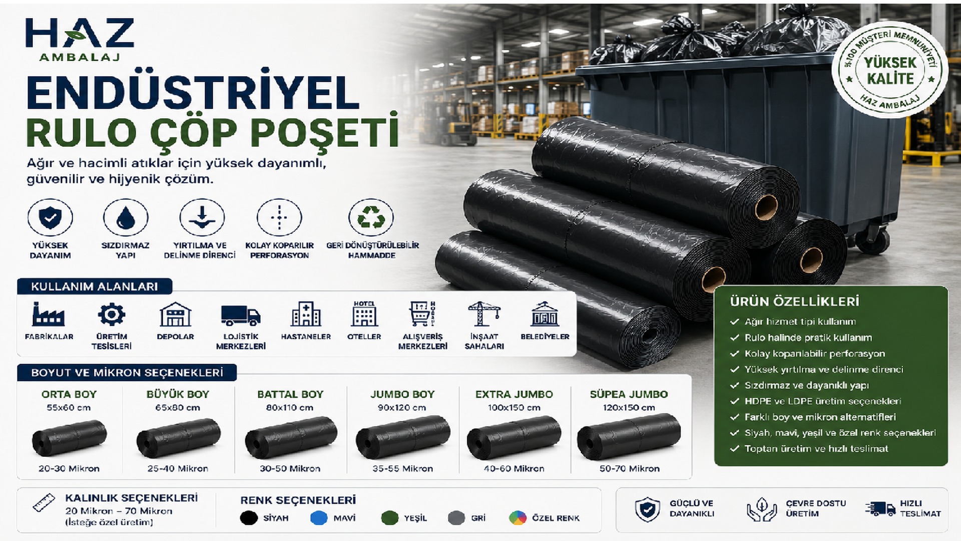 Endüstriyel Rulo Çöp Poşeti